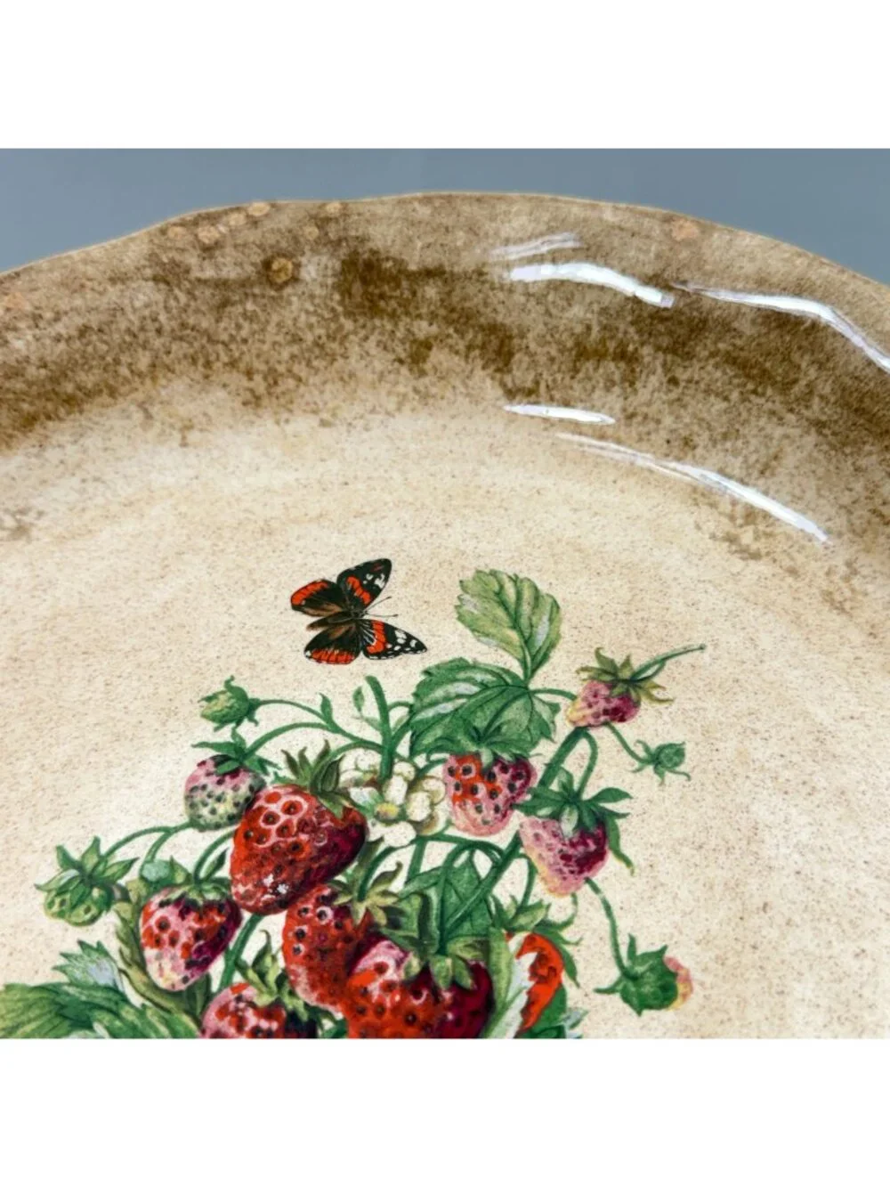 Vintage Bell Ceramics Strawberry Pie Plate Hand Painted Signed Bain 1980